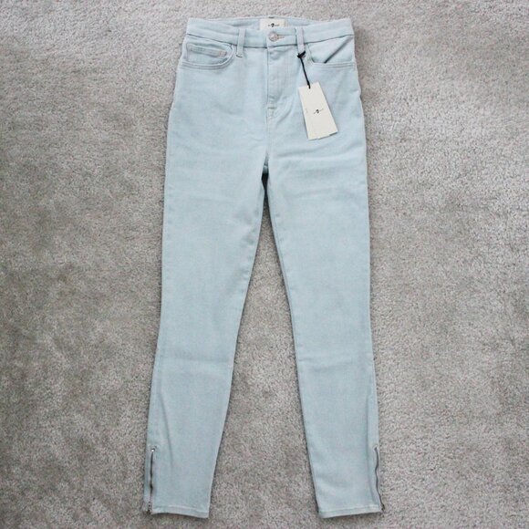 NEW 7 for All Mankind UHR High Rise Light Wash Skinny Ankle Denim Jeans, Size 26 - Picture 2 of 11